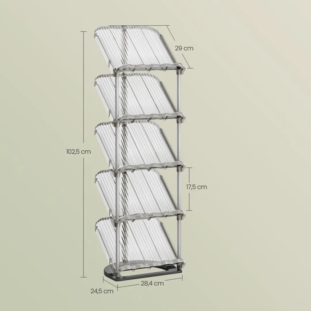 Songmics Schoenenrek 2x5 Planken - Grijs