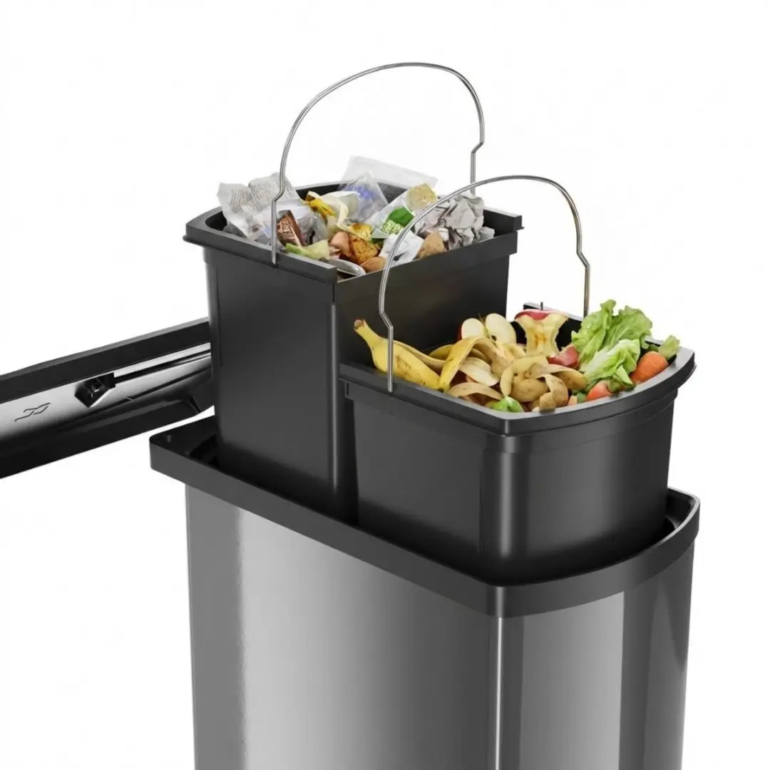 Hailo Duo AE3416071 Inbouw Prullenbak 16L - Zwart/Grijs