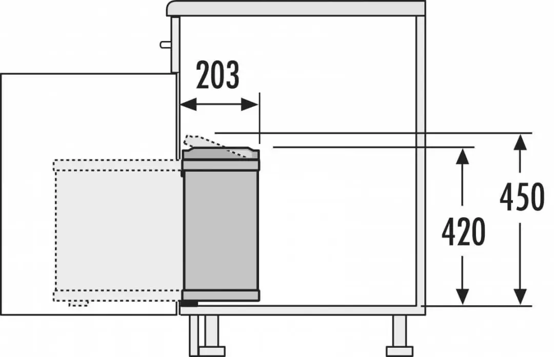 Hailo Duo AE3416071 Inbouw Prullenbak 16L - Zwart/Grijs