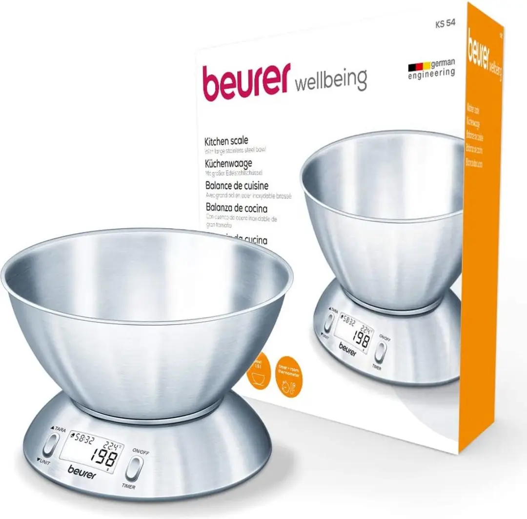 Beurer KS 54 Digitale Keukenweegschaal - 5 kg - RVS kom
