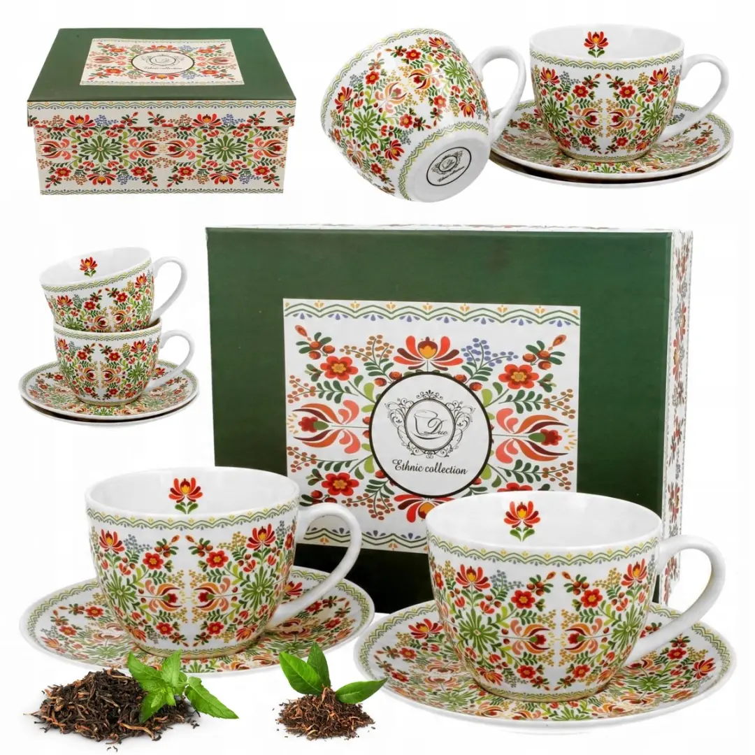 Duo Porseleinen Kop & Schotel Set 250ml Bloemendessin