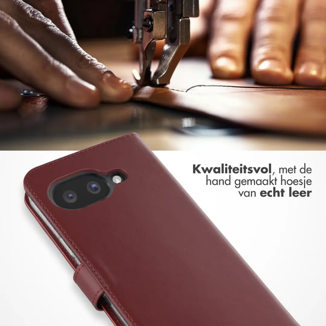 Selencia Hoesje Google Pixel 10a - Lederen Bookcase 3 Pasjes - Donkerrood