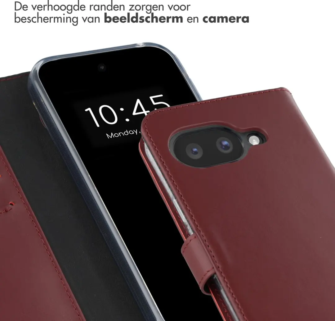 Selencia Hoesje Google Pixel 10a - Lederen Bookcase 3 Pasjes - Donkerrood