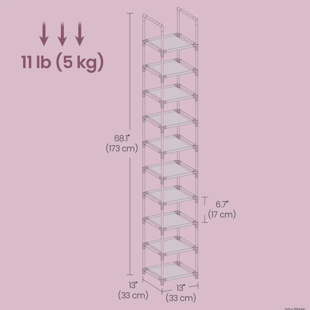Songmics Schoenenrek 10 Lagen - Zwart - afbeelding 6 van 6