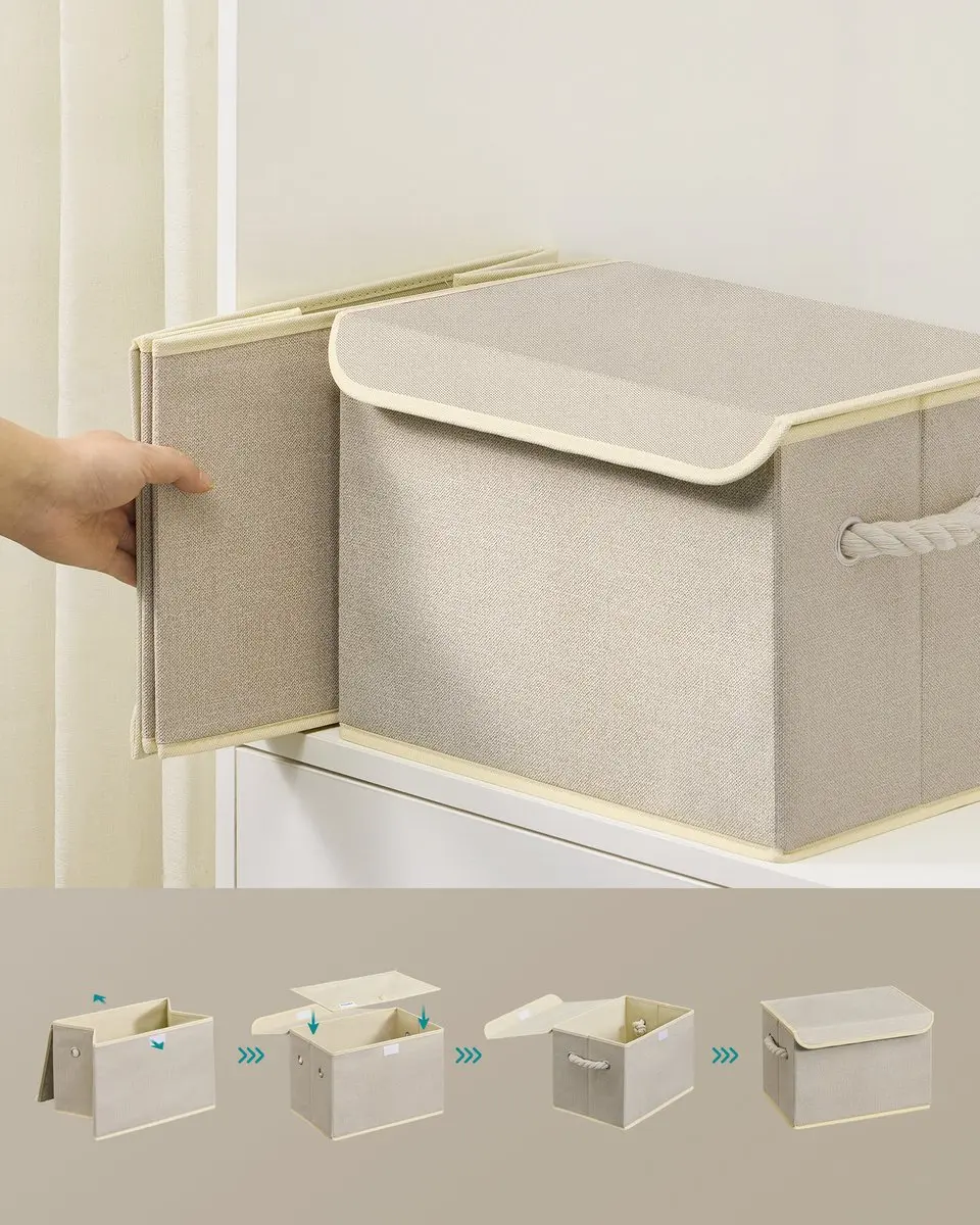 Songmics Opbergbox RFB013LZ01 - 3 Stuks - 23L - Zandbeige