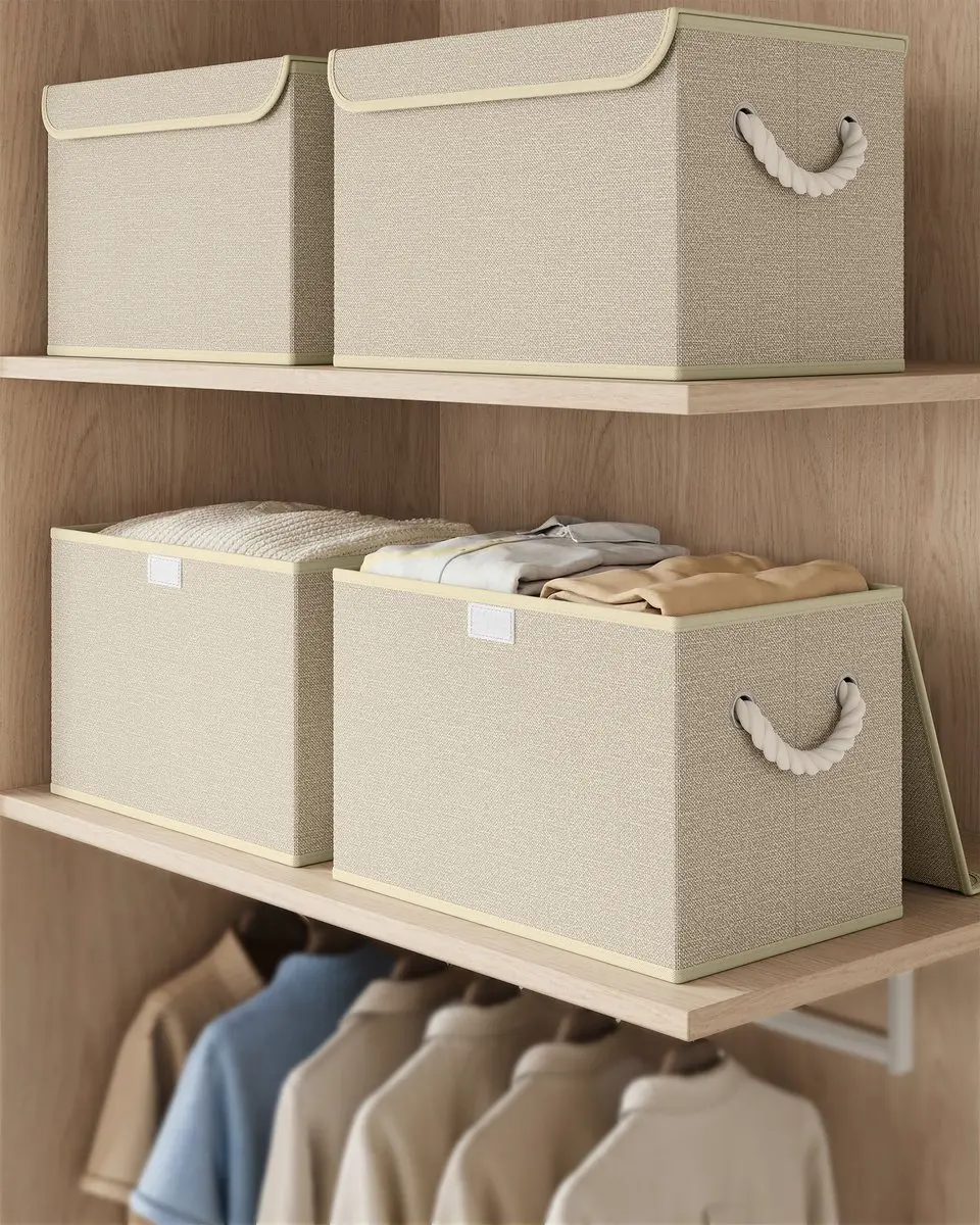 Songmics Opbergbox RFB013LZ01 - 3 Stuks - 23L - Zandbeige
