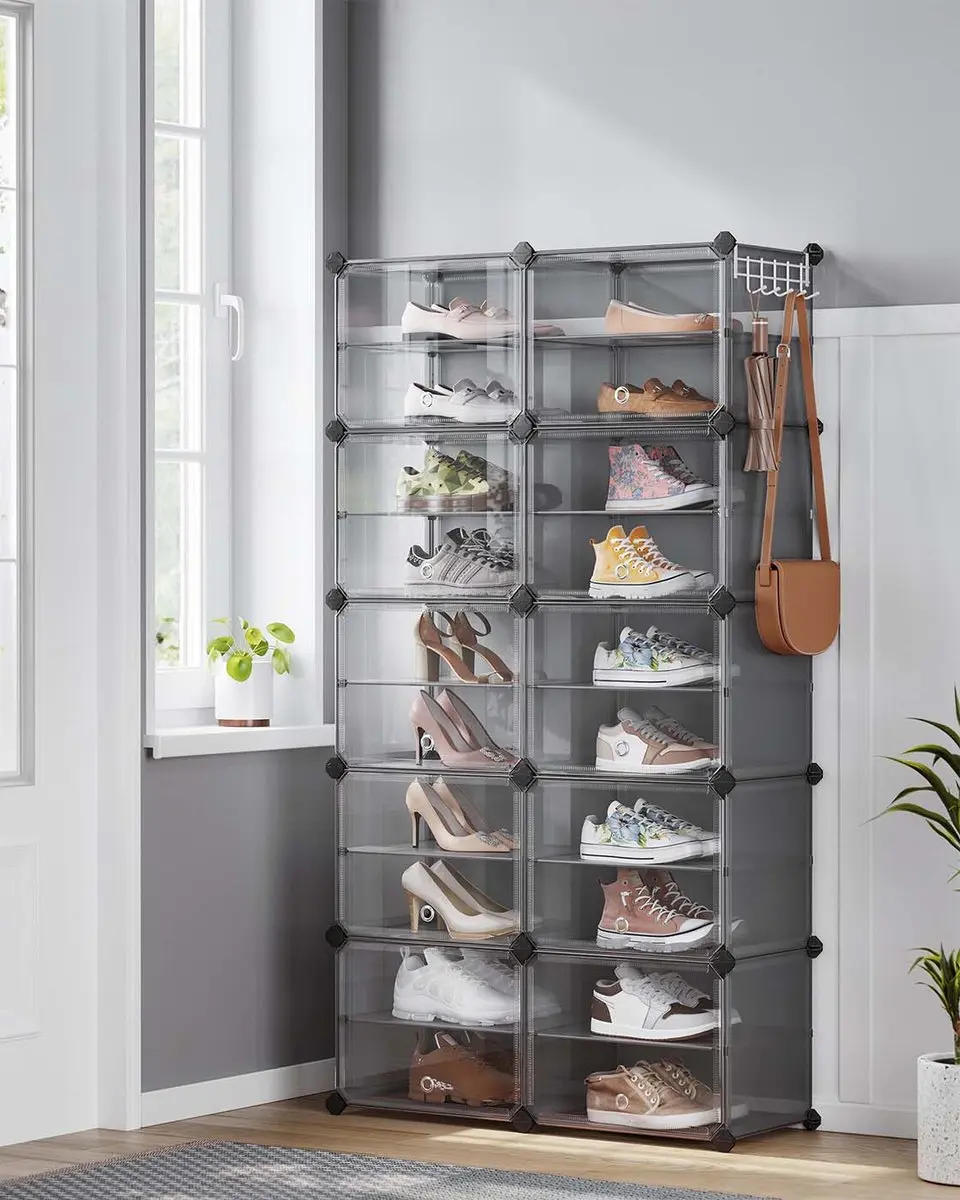 Songmics Schoenendozenrek 10 Vakken - 30x40x30cm - Grijs