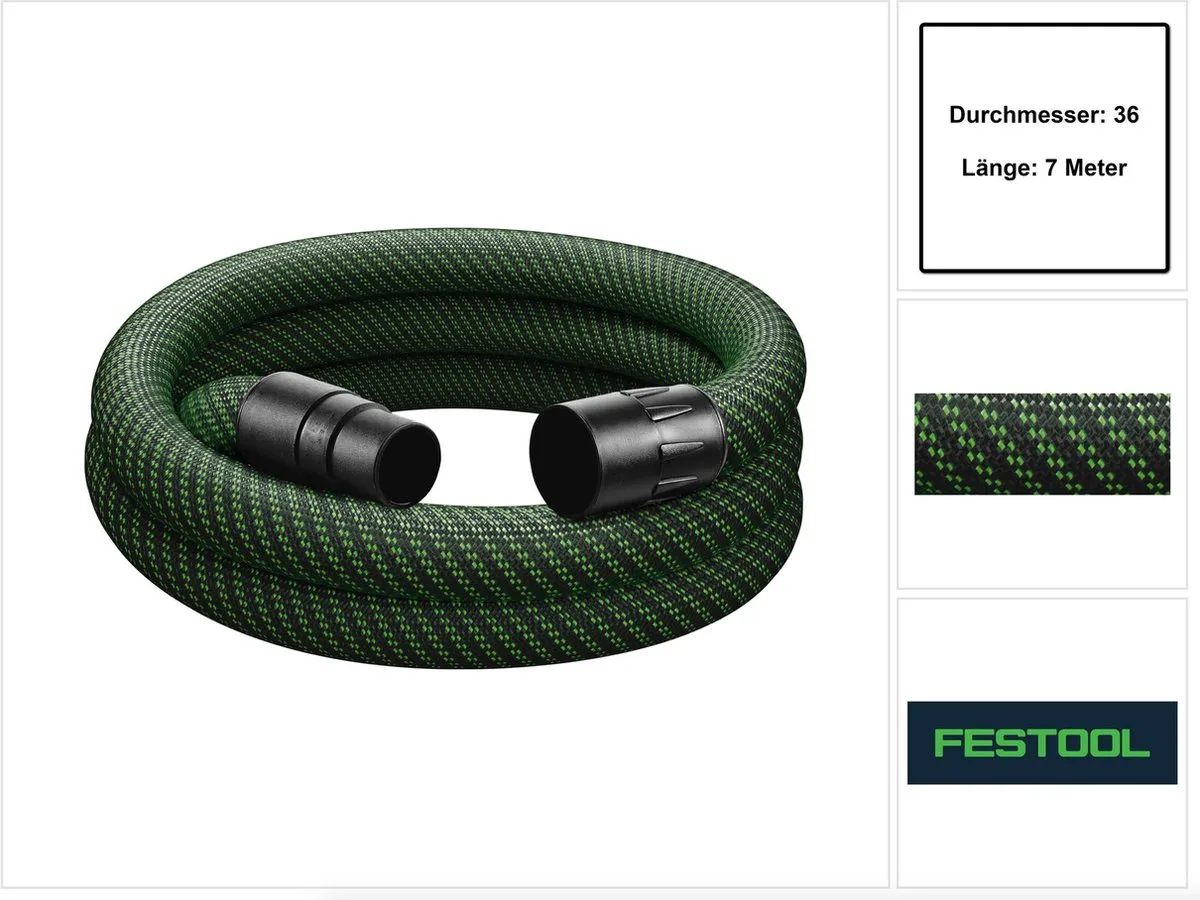 Festool D36x7m-AS/CTR Afzuigslang - 36mm - Zwart/ Groen - afbeelding 6 van 6