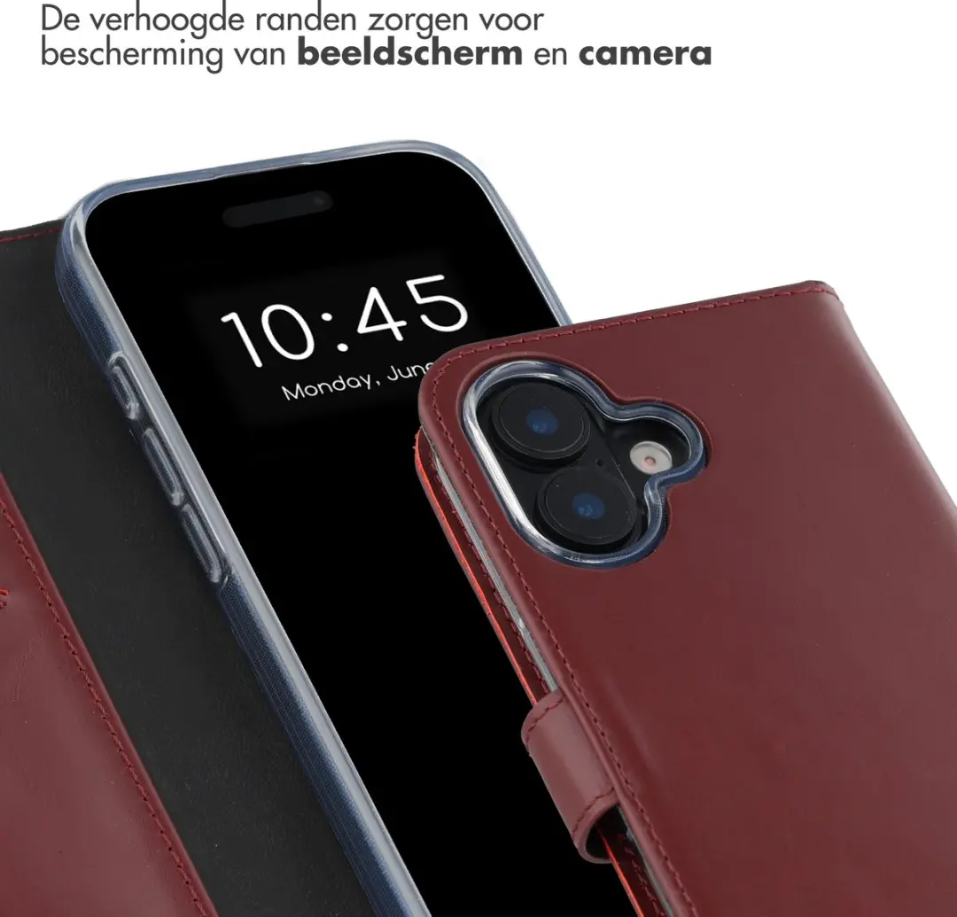 Selencia iPhone 16 Bookcase Hoesje - Donkerrood - 3 Pasjes