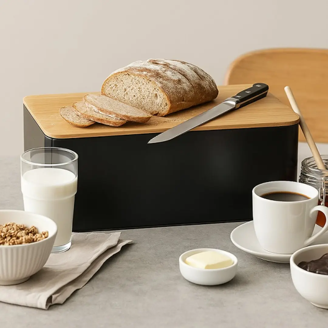 Cookinglife Brooddoos met Plank - Mat Zwart