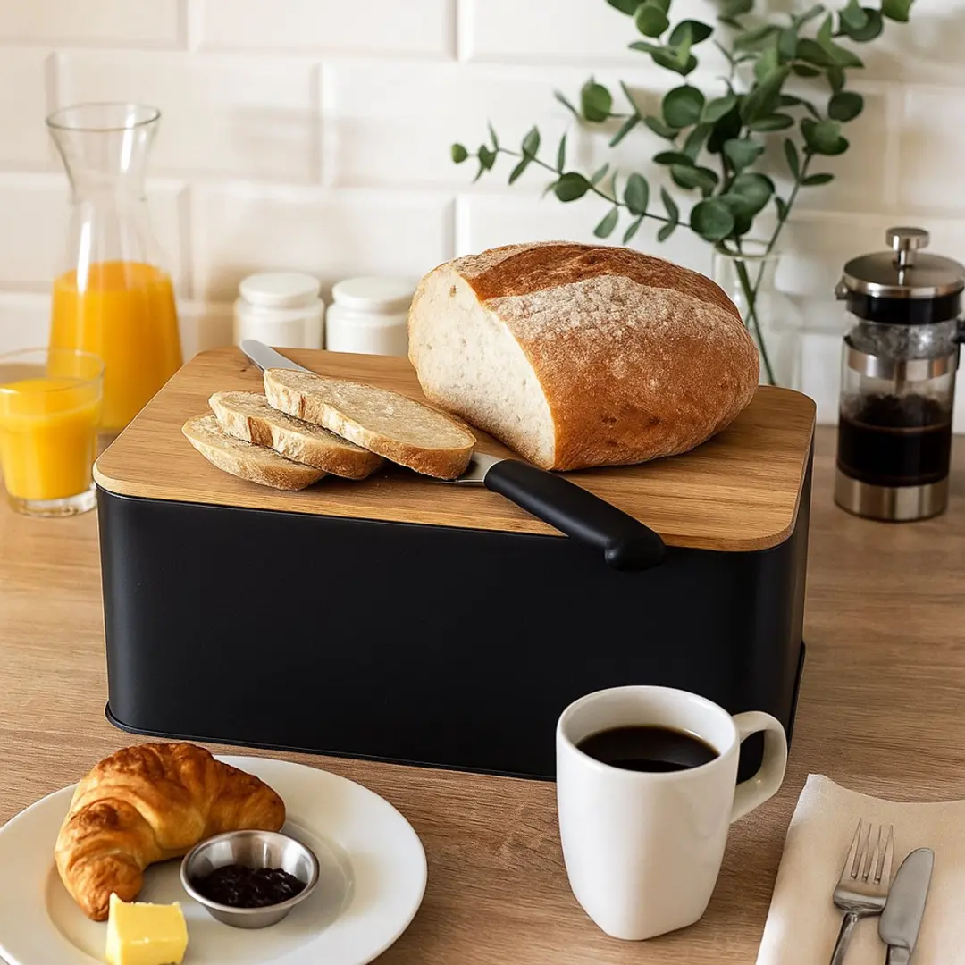 Cookinglife Brooddoos met Plank - Mat Zwart