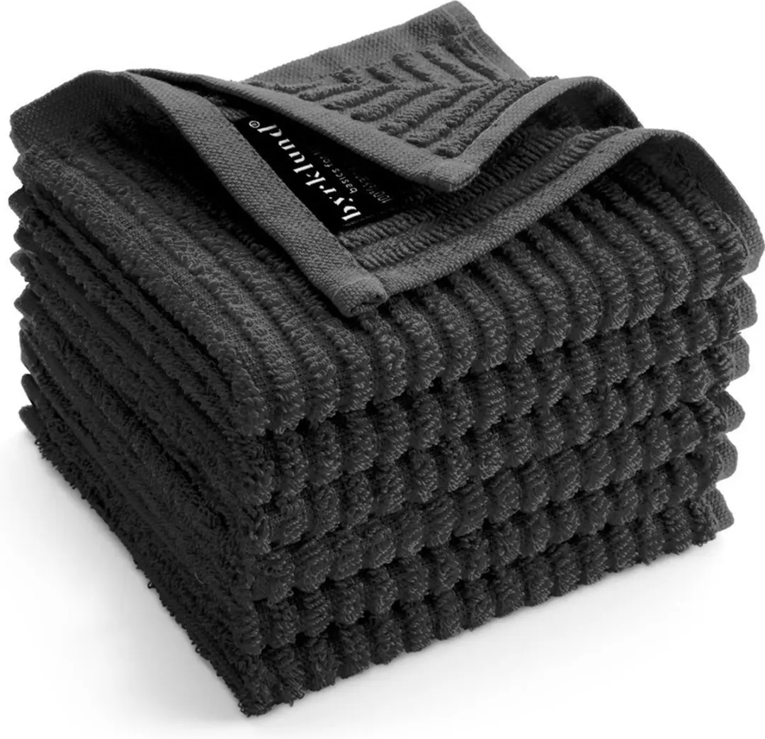 BYRKLUND Vaatdoeken Katoen 30x30cm - 6 Stuks - Zwart
