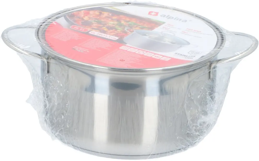 Alpina Kookpan 20cm - 2L - RVS - Glazen Deksel - Inductie