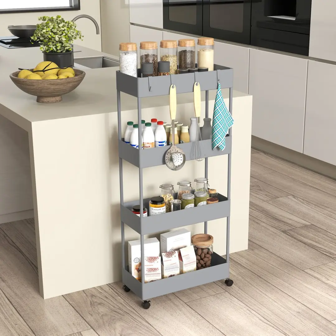 Homcom Keukenwagen - 40L x 19B x 90Hcm - Grijs