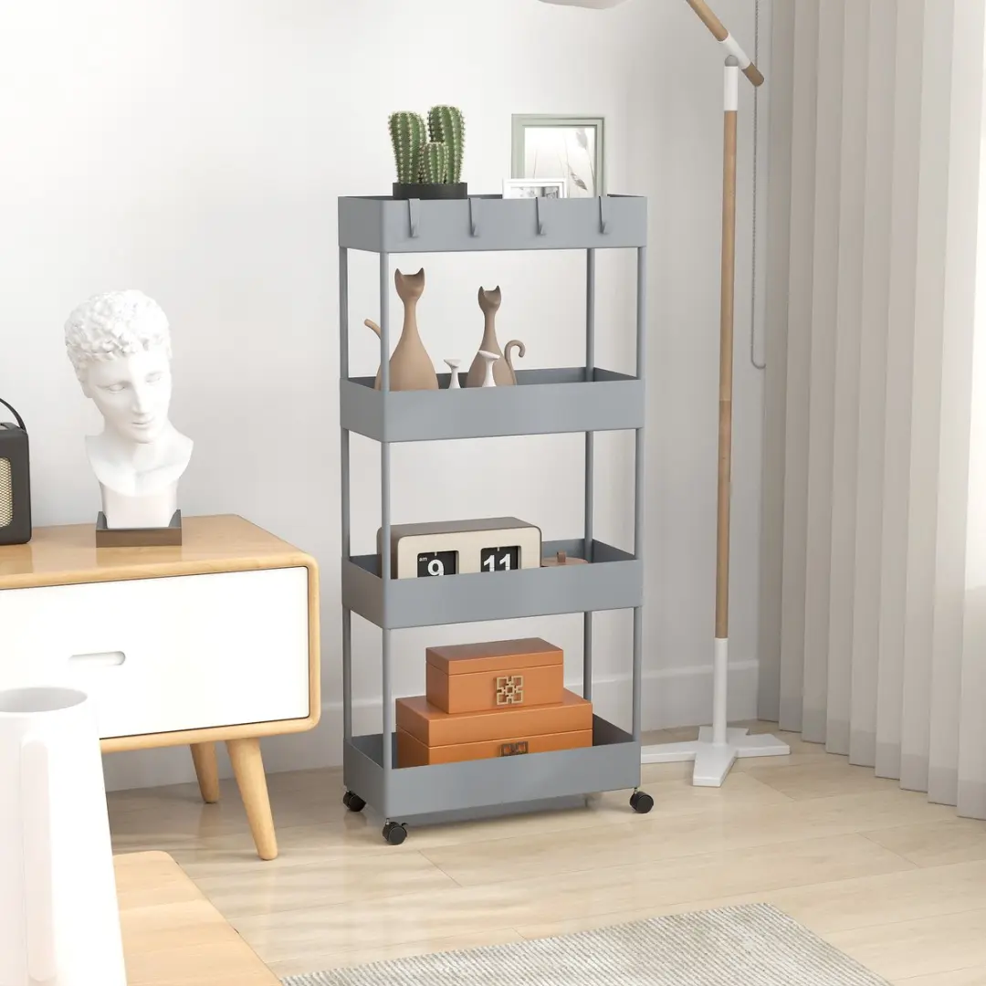 Homcom Keukenwagen - 40L x 19B x 90Hcm - Grijs