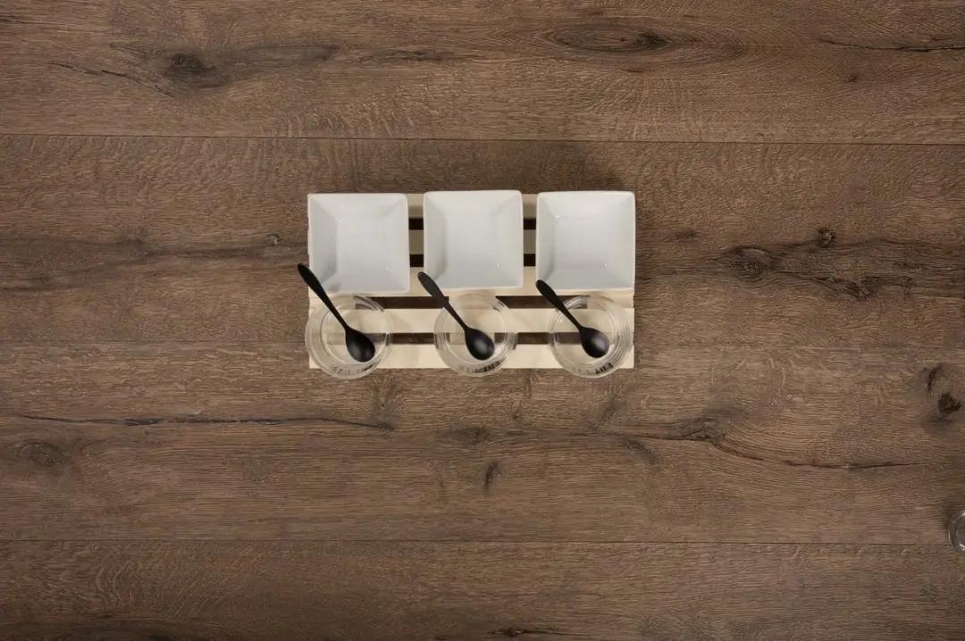 Alpina Amuseset Houtkleur - 1 Tray met 3 Glaasjes, 3 Bakjes & 3 Lepels
