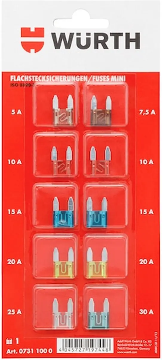 Würth Vlaksteekzekering MINI Set 10-delig