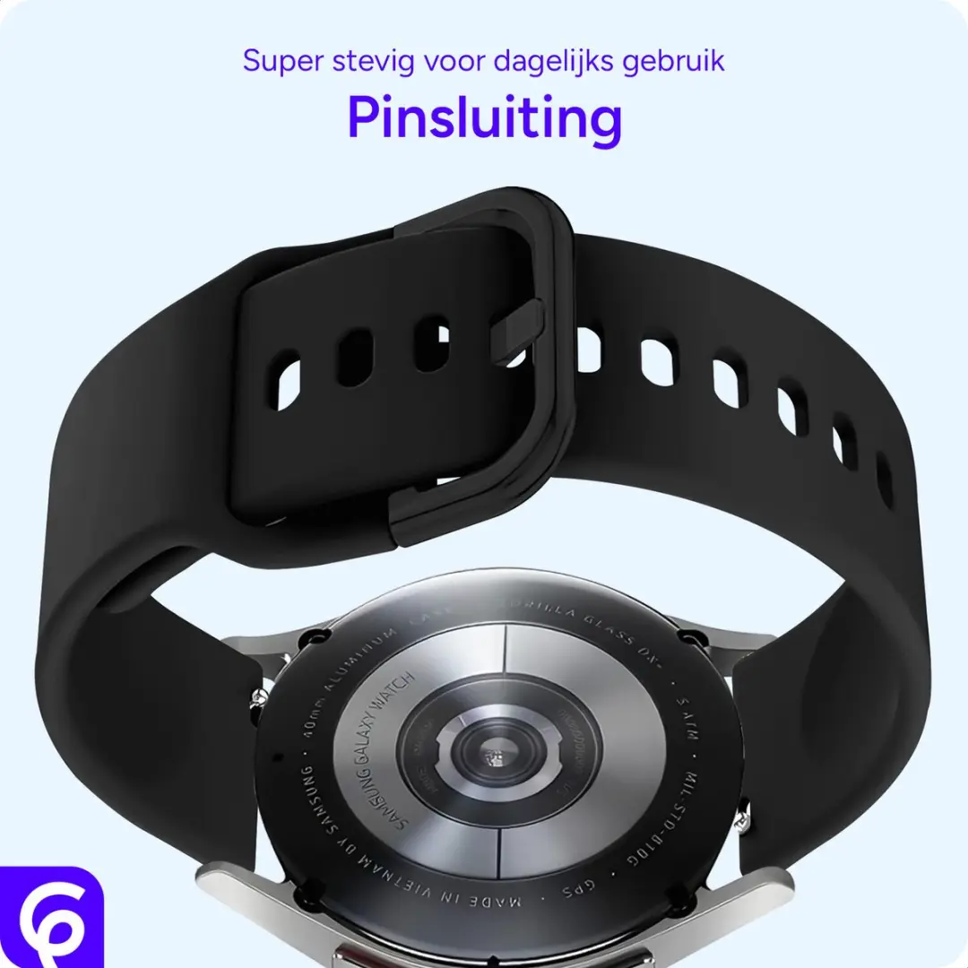 Selected SBG Universeel 20mm Horloge Bandje - Siliconen - Zwart
