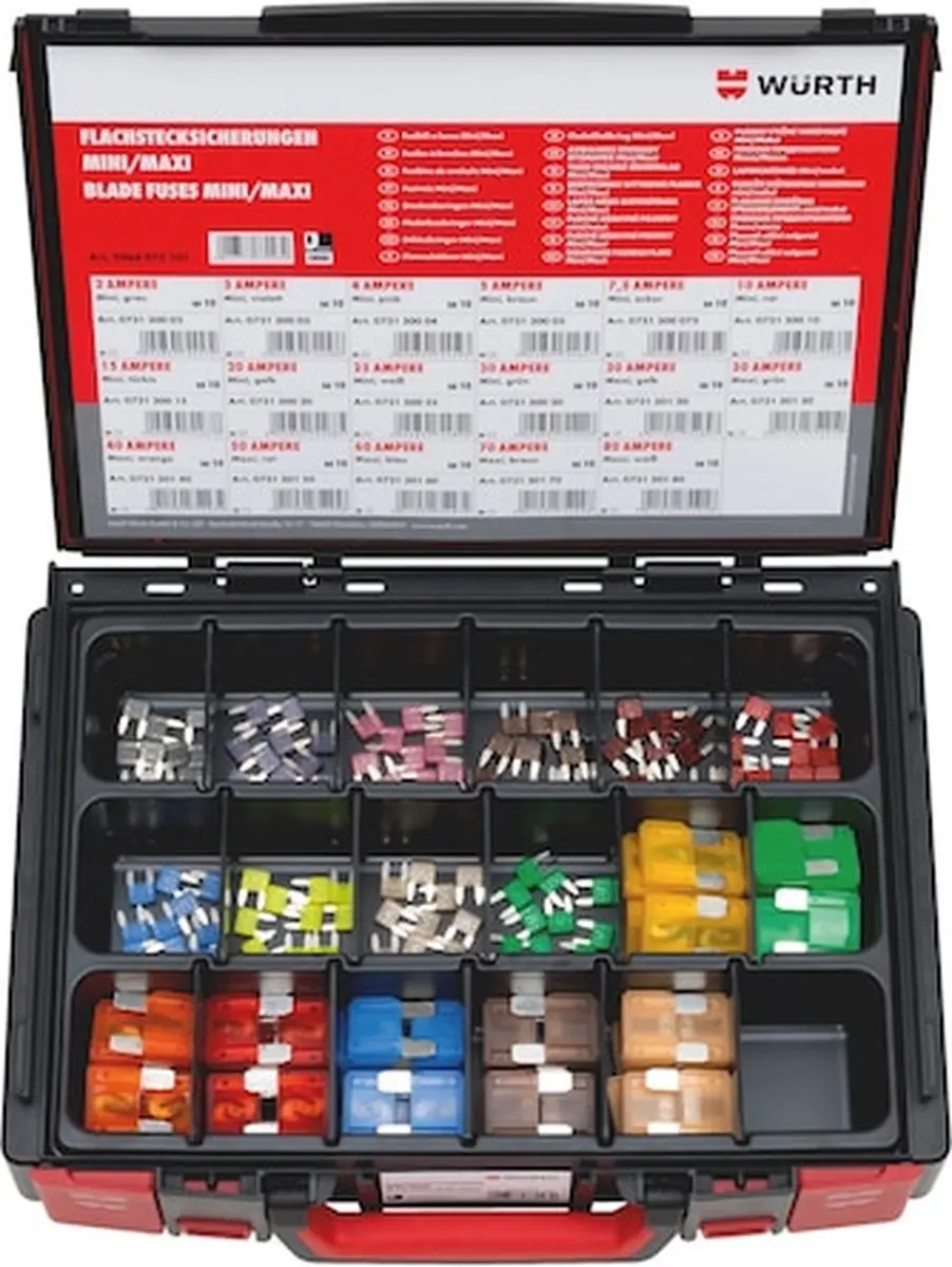 Würth Platte Zekeringen MINI/MAXI Assortiment 170 Stuks