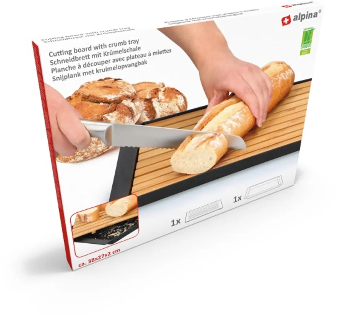 Alpina Broodplank met Kruimelopvang 38x27cm - Bamboe