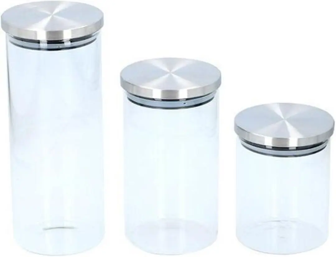 Alpina Set Glazen Voorraadpotten 3-delig - 650/950/1400ml - Transparant