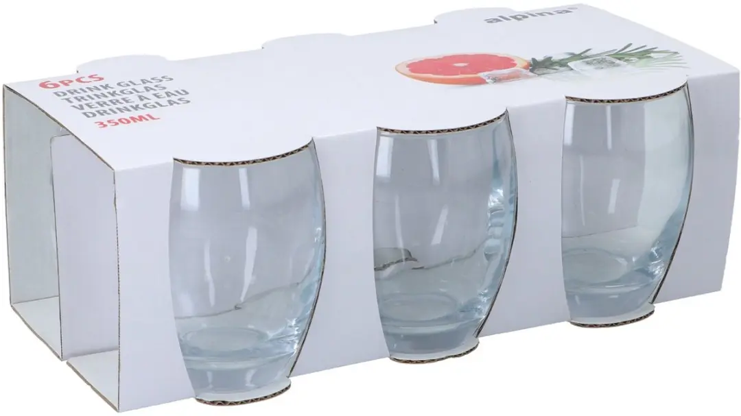 Alpina Waterglazen 350ml - 6 Stuks - Transparant
