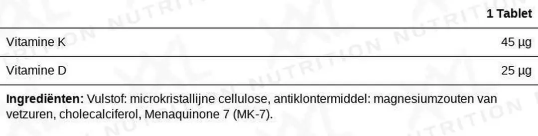 XXL Nutrition Vitamine D3 + K2 60 Tabletten
