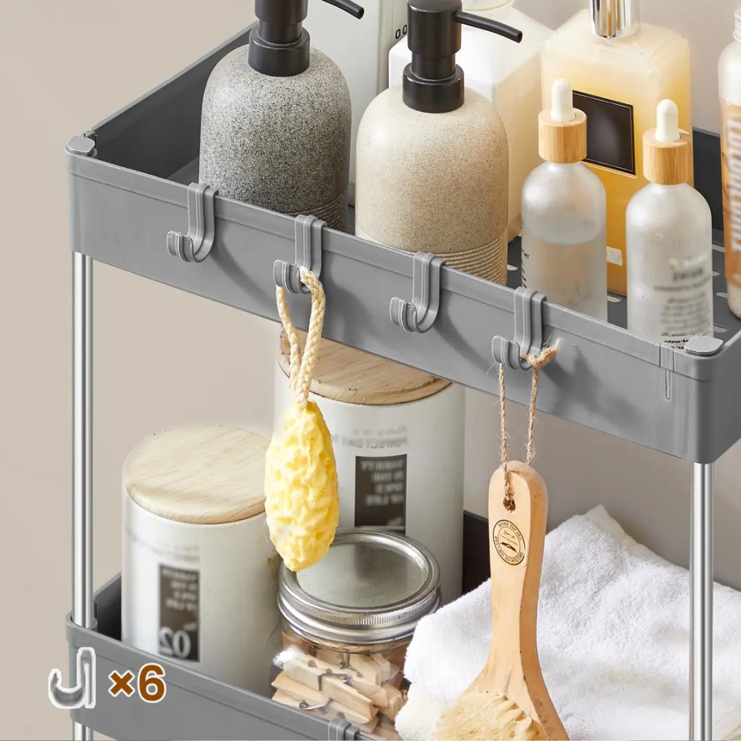 Songmics Serveerwagen 3 lagen 6 haken - Grijs