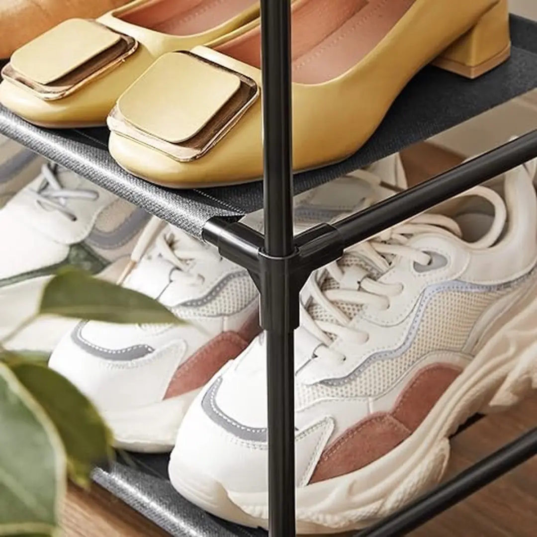 Songmics Schoenenrek 4 Planken - 2 Stuks 16 Schoenen - Zwart