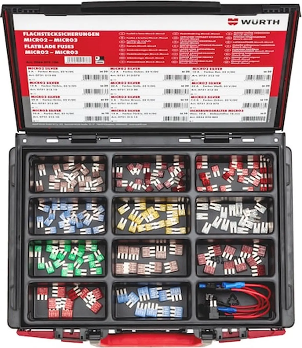 Würth Vlaksteekzekering Micro 2/3 Assortiment 185 Stuks