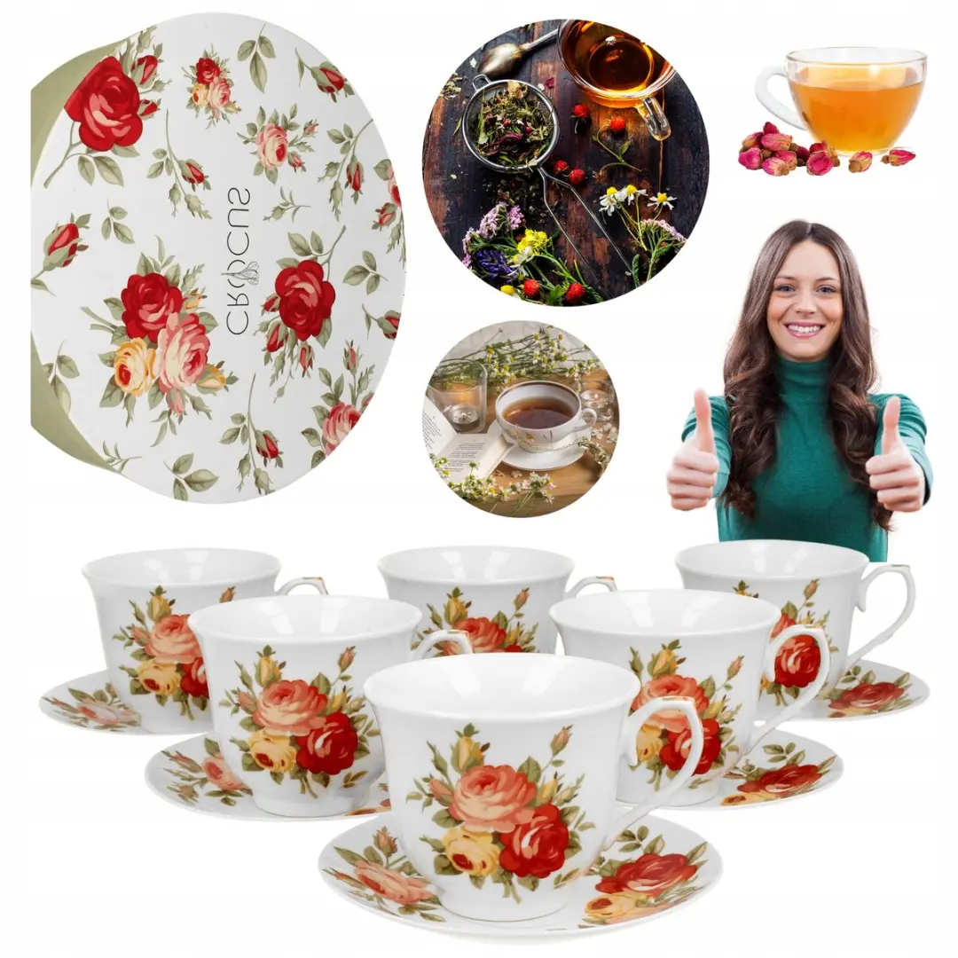 Duo Porseleinen Theekopjes Bloemendesign