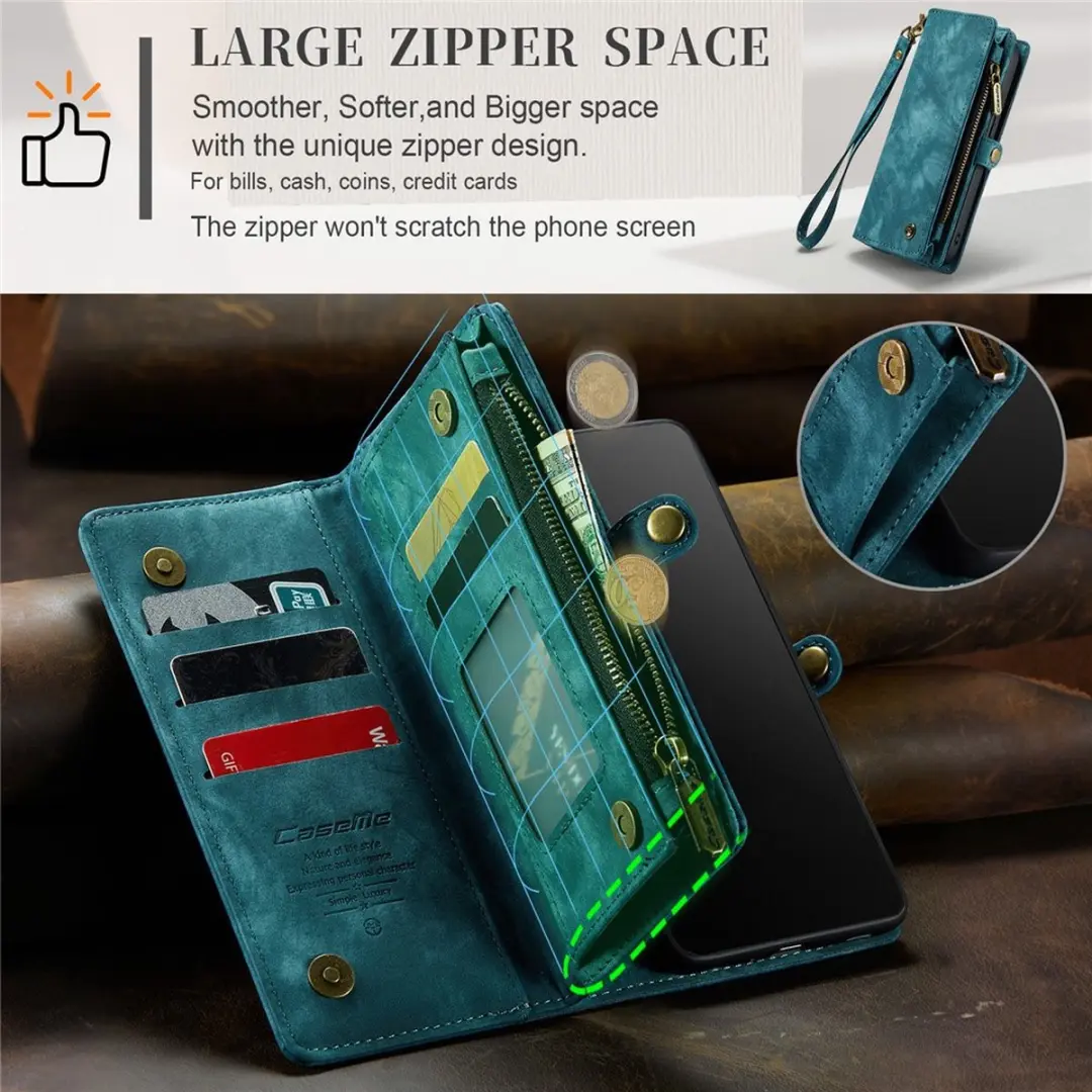 Caseme 008 Hoesje iPhone 15 Pro Max - Blauw - 8 Pasjes