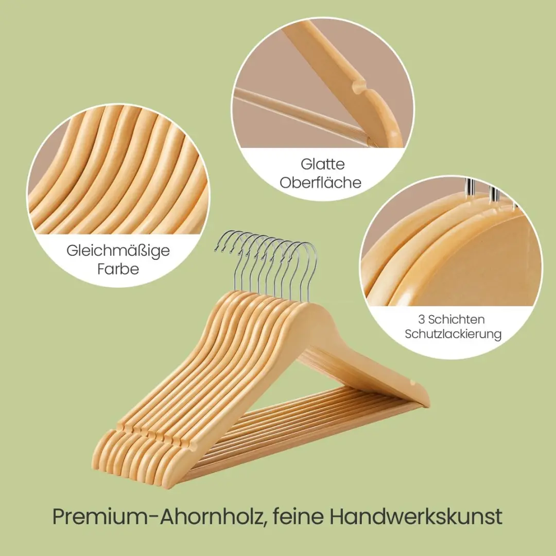 Songmics Houten Kleerhangers 20 Stuks - Zilver