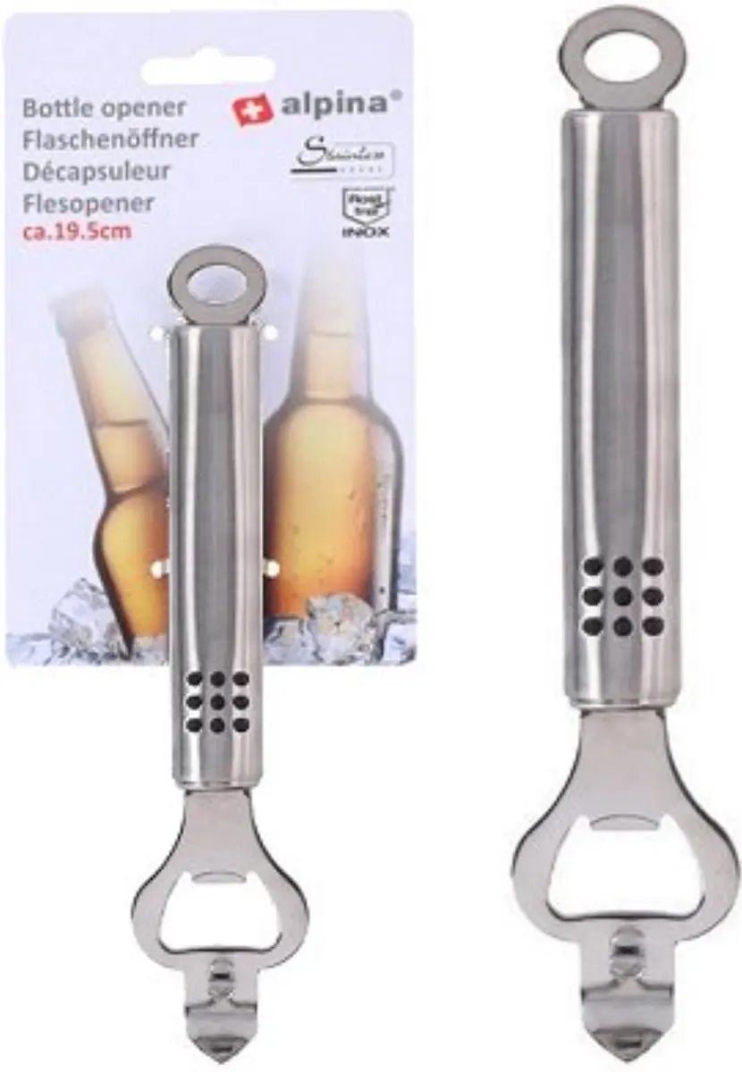 Alpina Flesopener Metaal - 19,5 cm - Zilver
