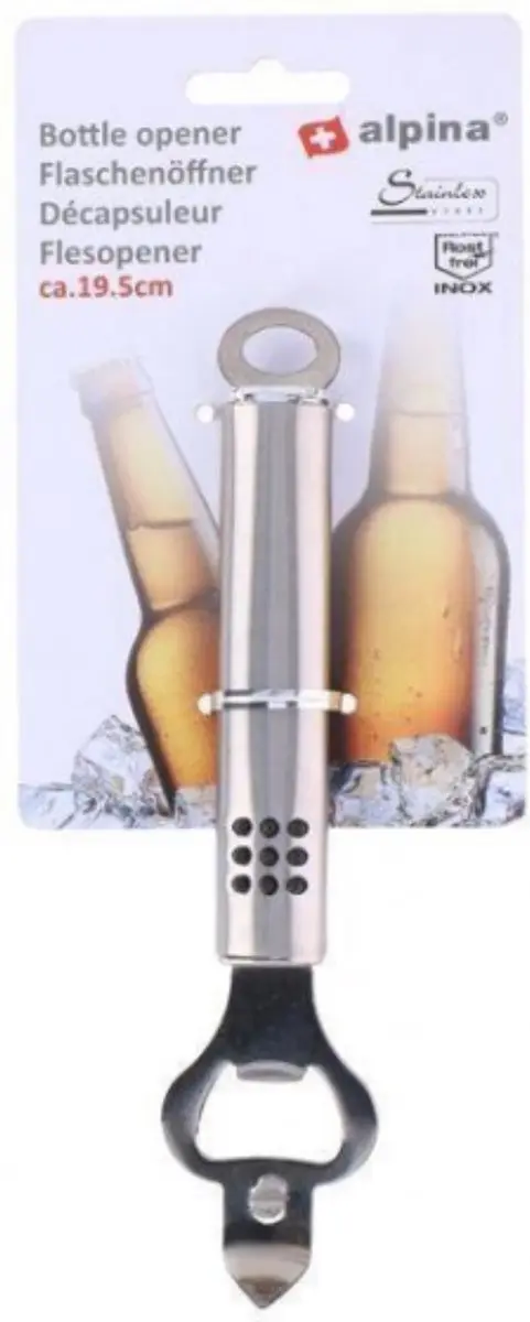 Alpina Flesopener Metaal - 19,5 cm - Zilver
