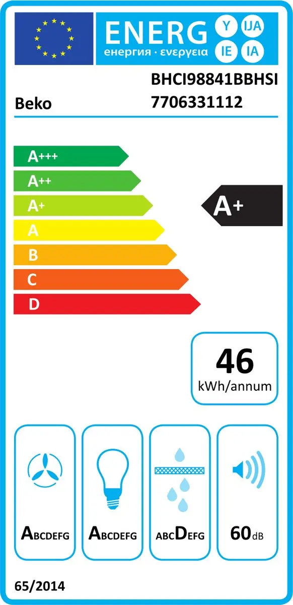 Beko BHCI98841BBHSI Afzuigkap - 400m³/u - 4 Lampen - Zwart/Roestvrijstaal