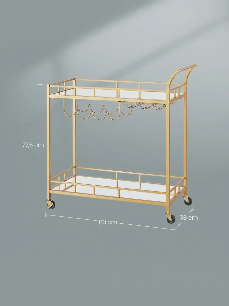 Songmics Serveerwagen 80x38x77,5cm - Goud