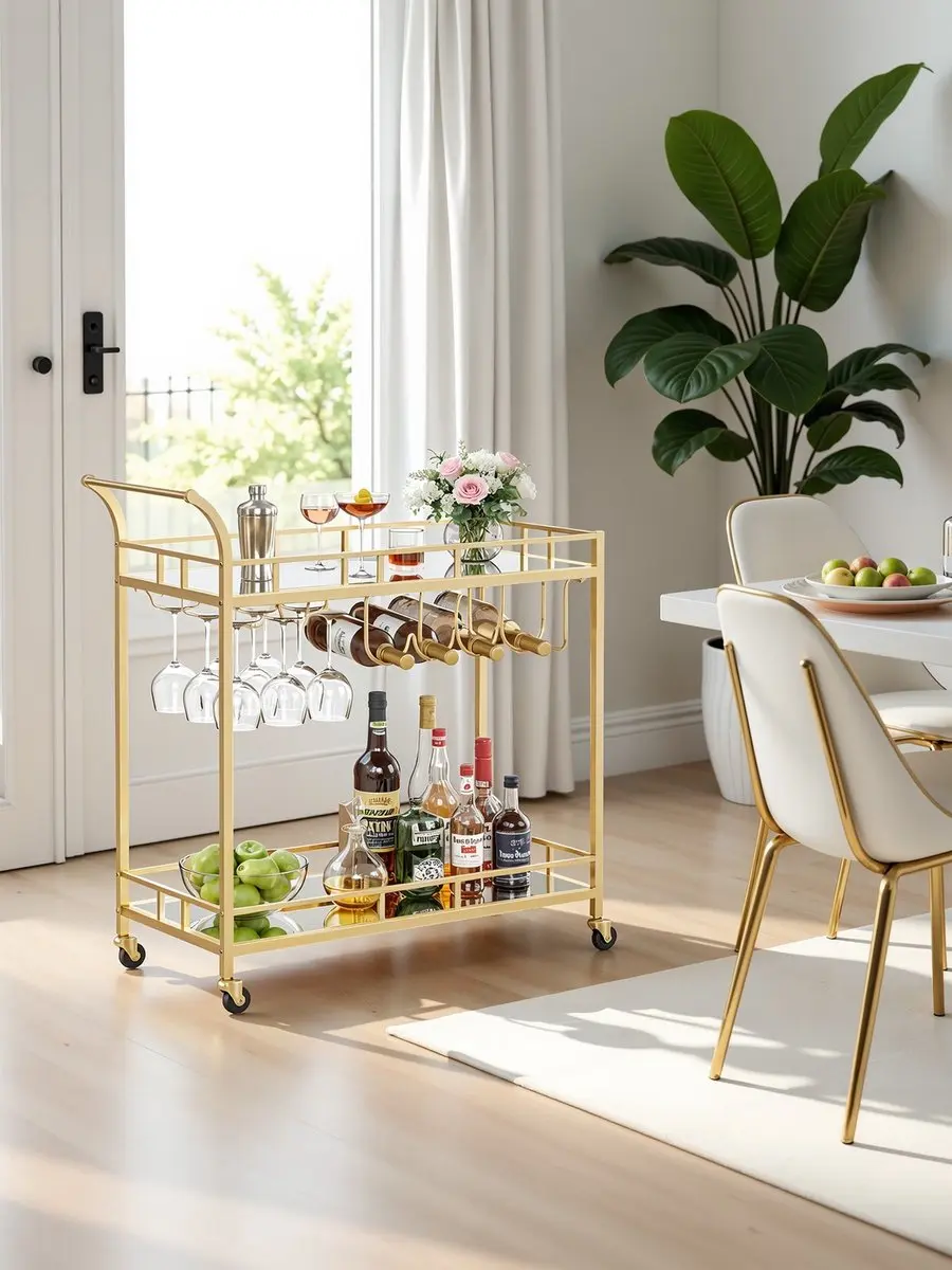 Songmics Serveerwagen 80x38x77,5cm - Goud