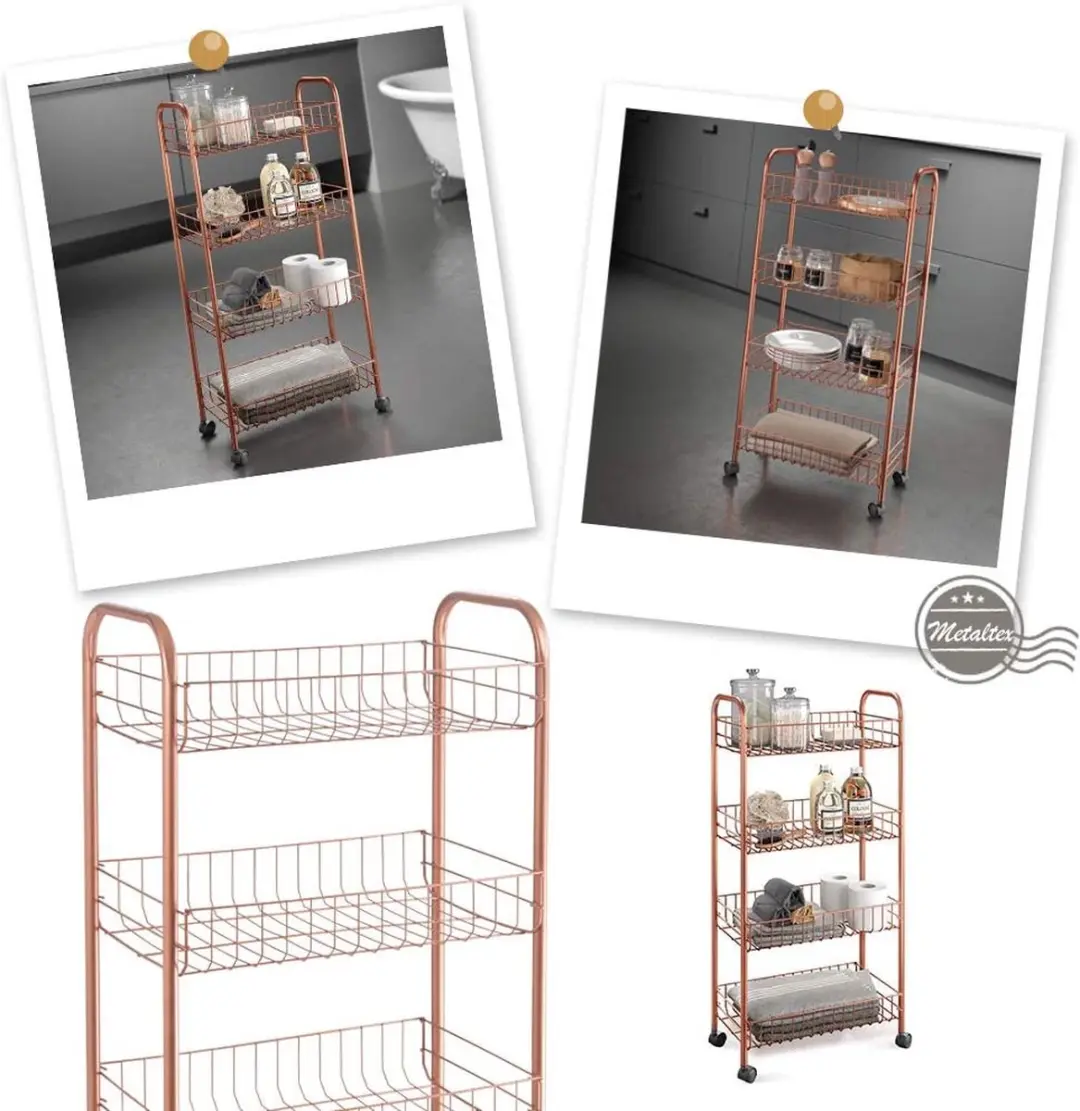 Metaltex Keukentrolley Koper - Opbergwagen met niveaus