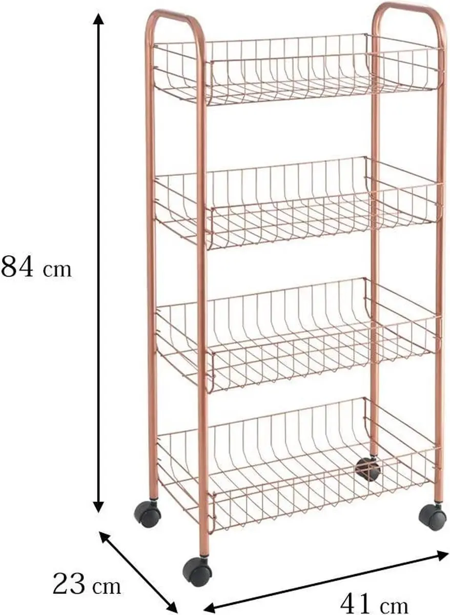Metaltex Keukentrolley Koper - Opbergwagen met niveaus
