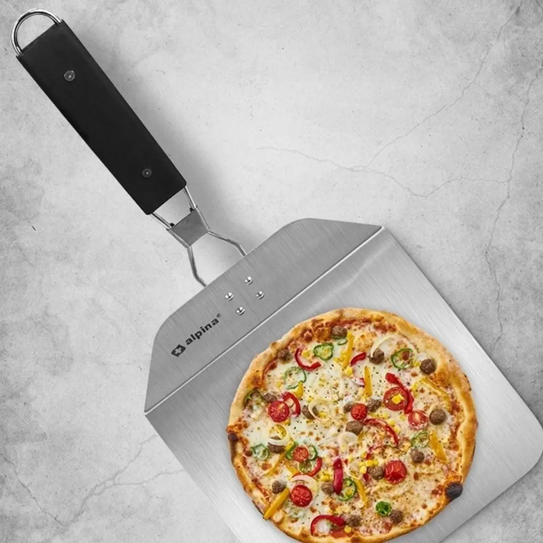 Alpina Inklapbare Pizzaschep & Pizzasnijder RVS - Zilver