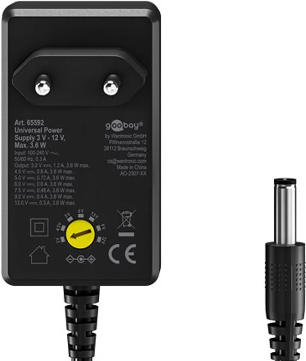 Goobay Universele Voeding 3-12V 3,6W - 11 Adapters - Zwart - afbeelding 6 van 6