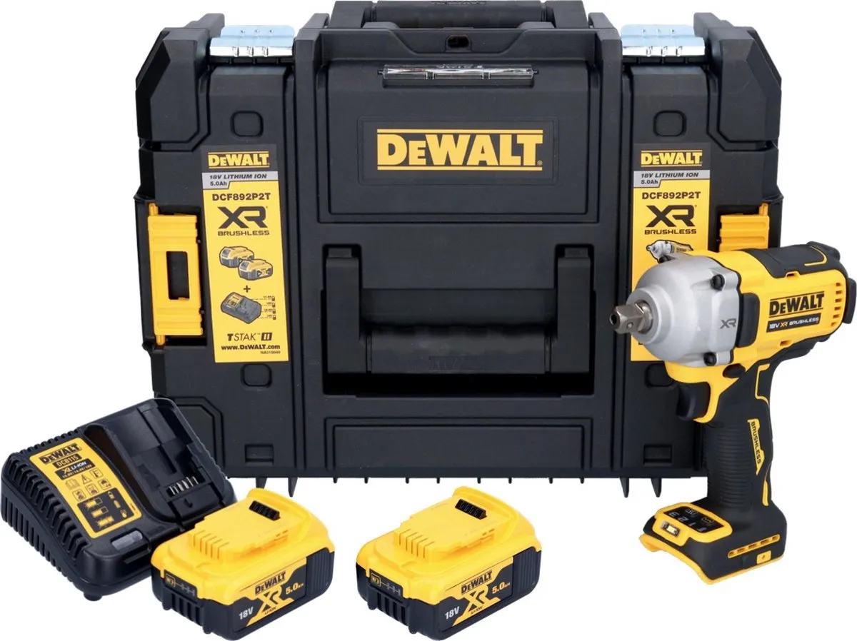 DeWalt DCF 892 P2T Accu-slagmoersleutel 813Nm - 2x 5,0Ah + lader + TSTAK - afbeelding 2 van 5