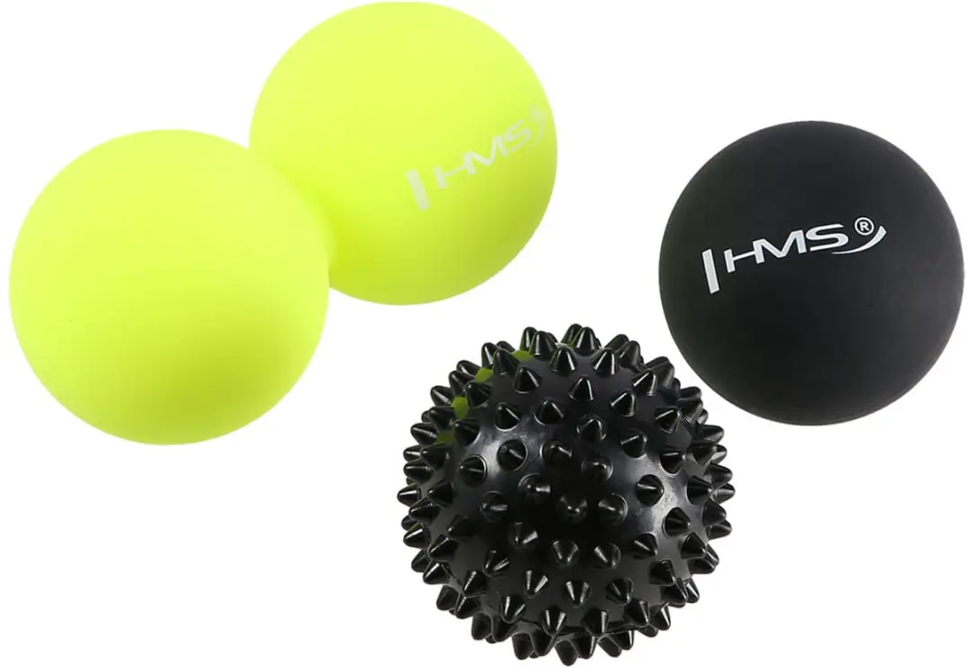 HMS BLS01 Massageballen Set - 3 Stuks - Ø6cm - Siliconen - Czarny/ Groen