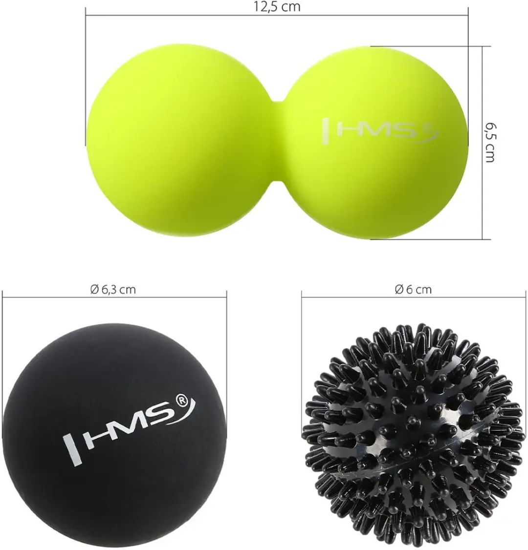 HMS BLS01 Massageballen Set - 3 Stuks - Ø6cm - Siliconen - Czarny/ Groen