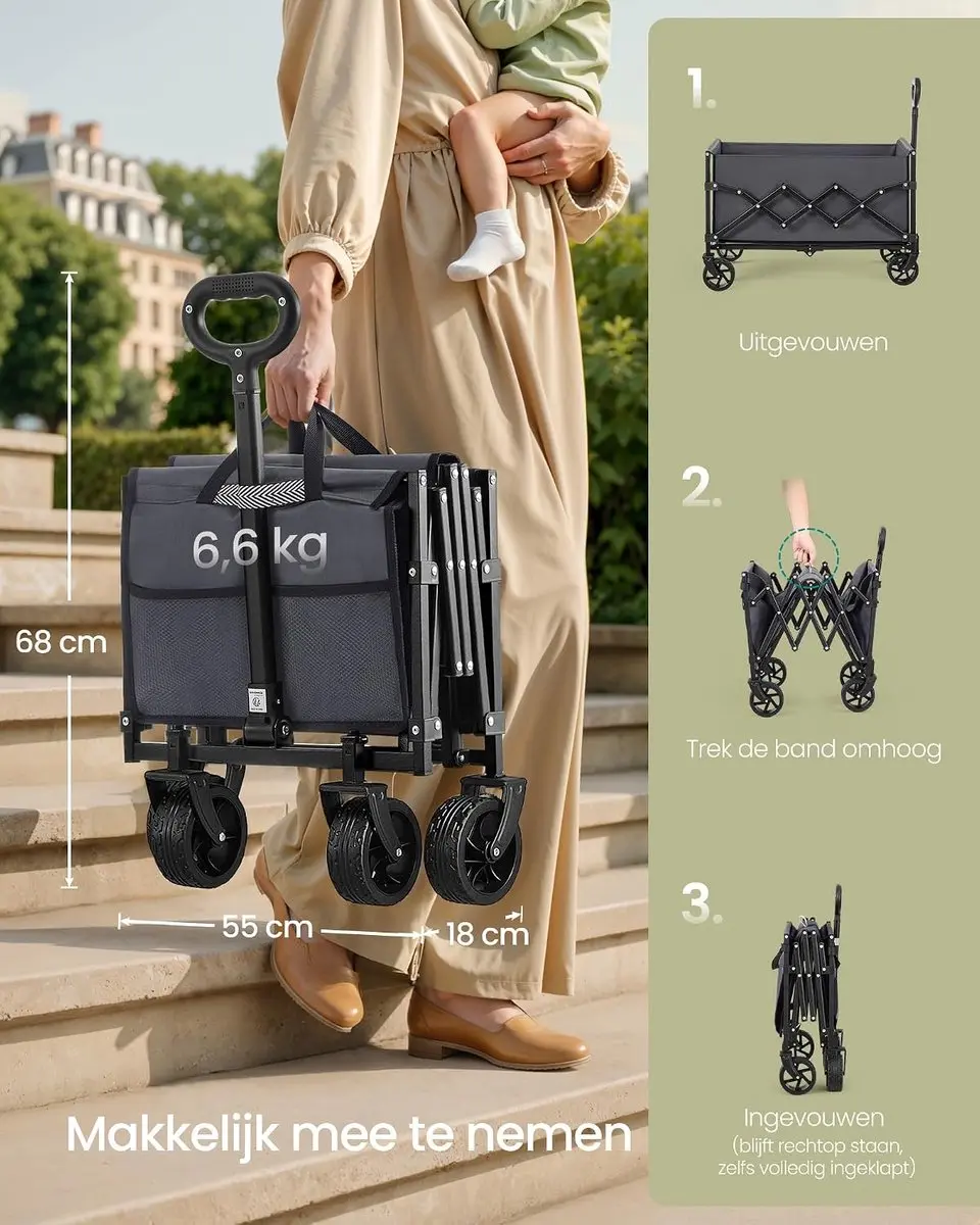 Songmics Opvouwbare Handwagen - 150L - 150kg