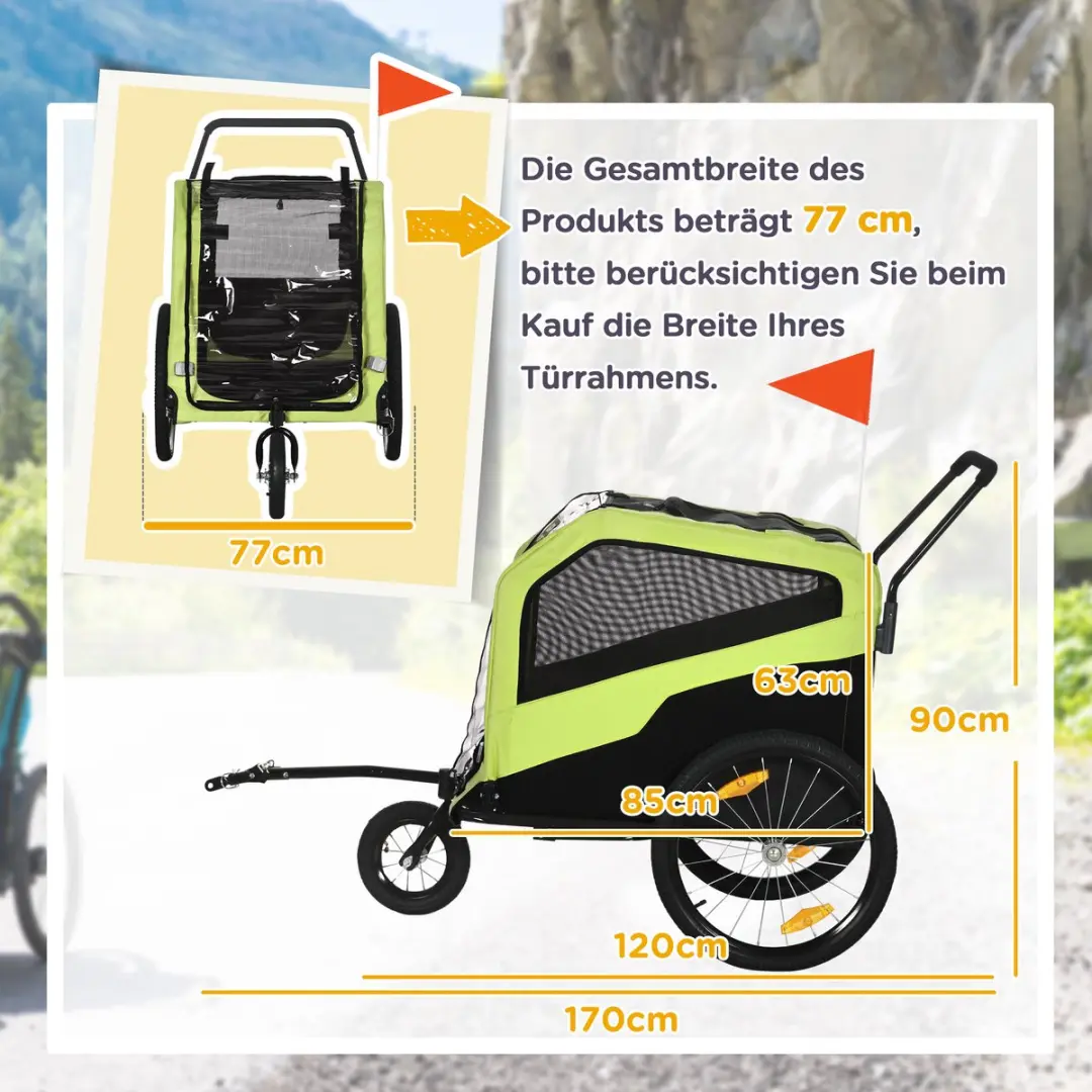Pawhut 2-in-1 Hondenfietswagen - Max. 30 kg - Groen