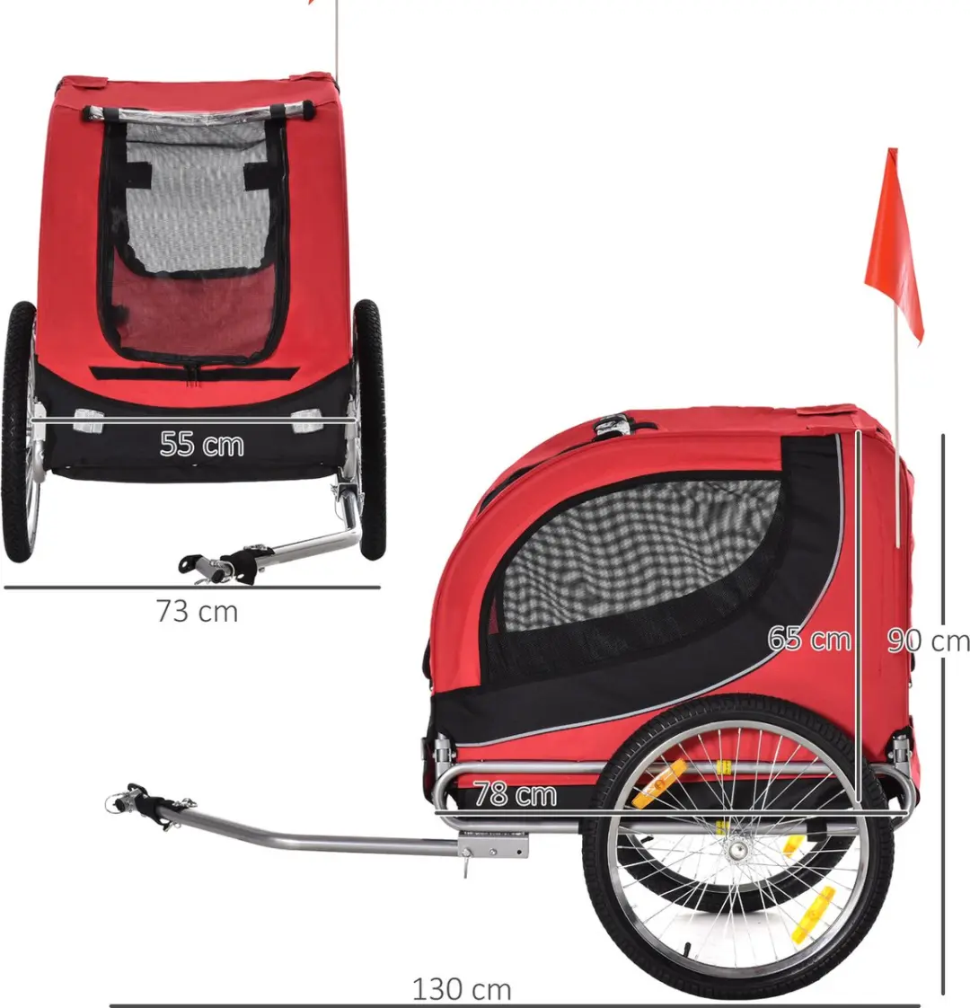 Pawhut Hondenkar met Universele Koppeling - 20 kg - Rood