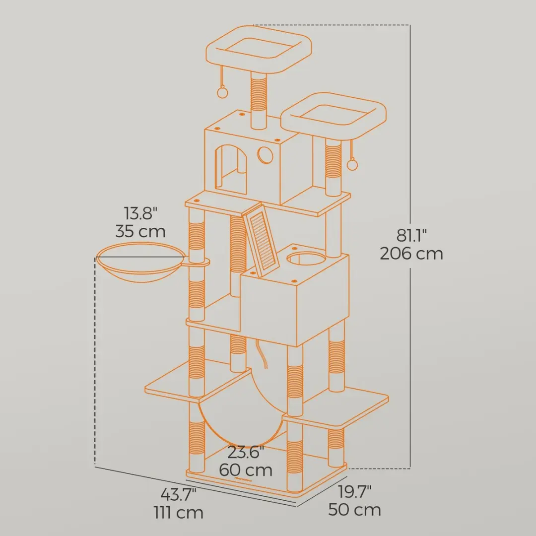 Songmics Krabpaal/Toren Beige - 13 Krabpalen 2 Zitplaatsen - afbeelding 6 van 6