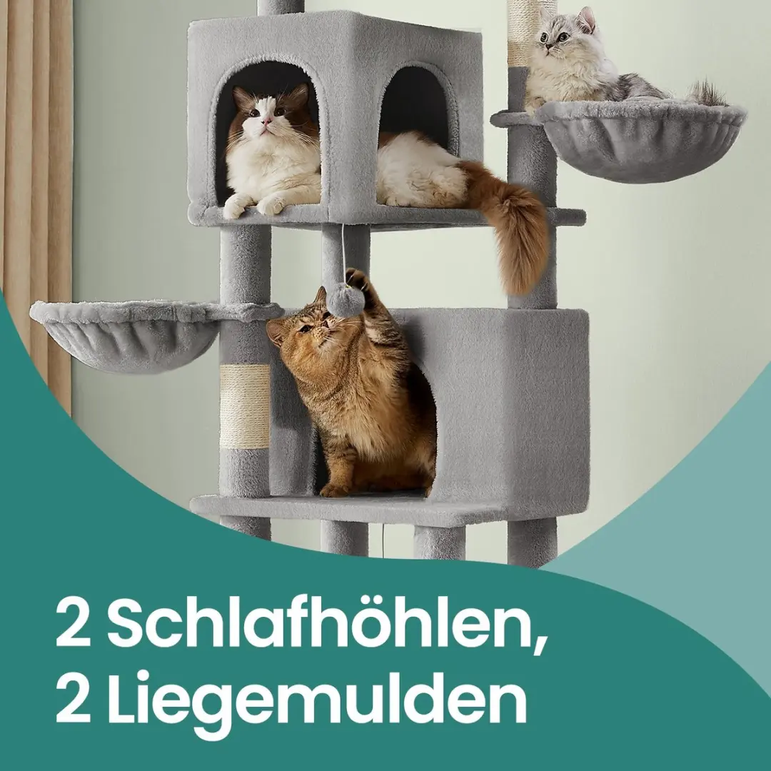 Songmics Krabpaal 175cm - 5 Niveaus - 3 Ligplekken - Grijs